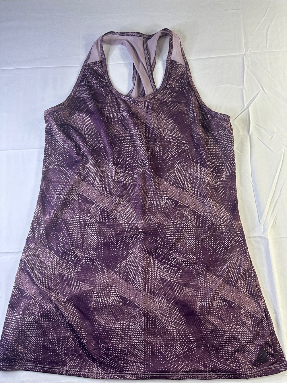 Reebok Purple Patterned Racerback Midi Dress